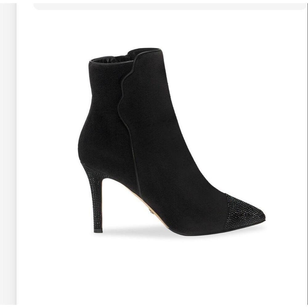 Sarah Flint Perfect Dress Bootie 90mm black velvet crystal booties sz 8 New
